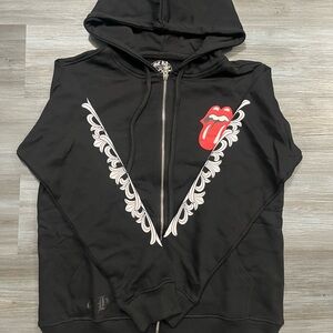 Black Zip Up Chrome Hearts Hoodie Size M
